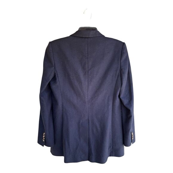 Club Monaco Navy Textured Blazer M | Cotton Blend Shoulder Pads - Picture 2 of 4